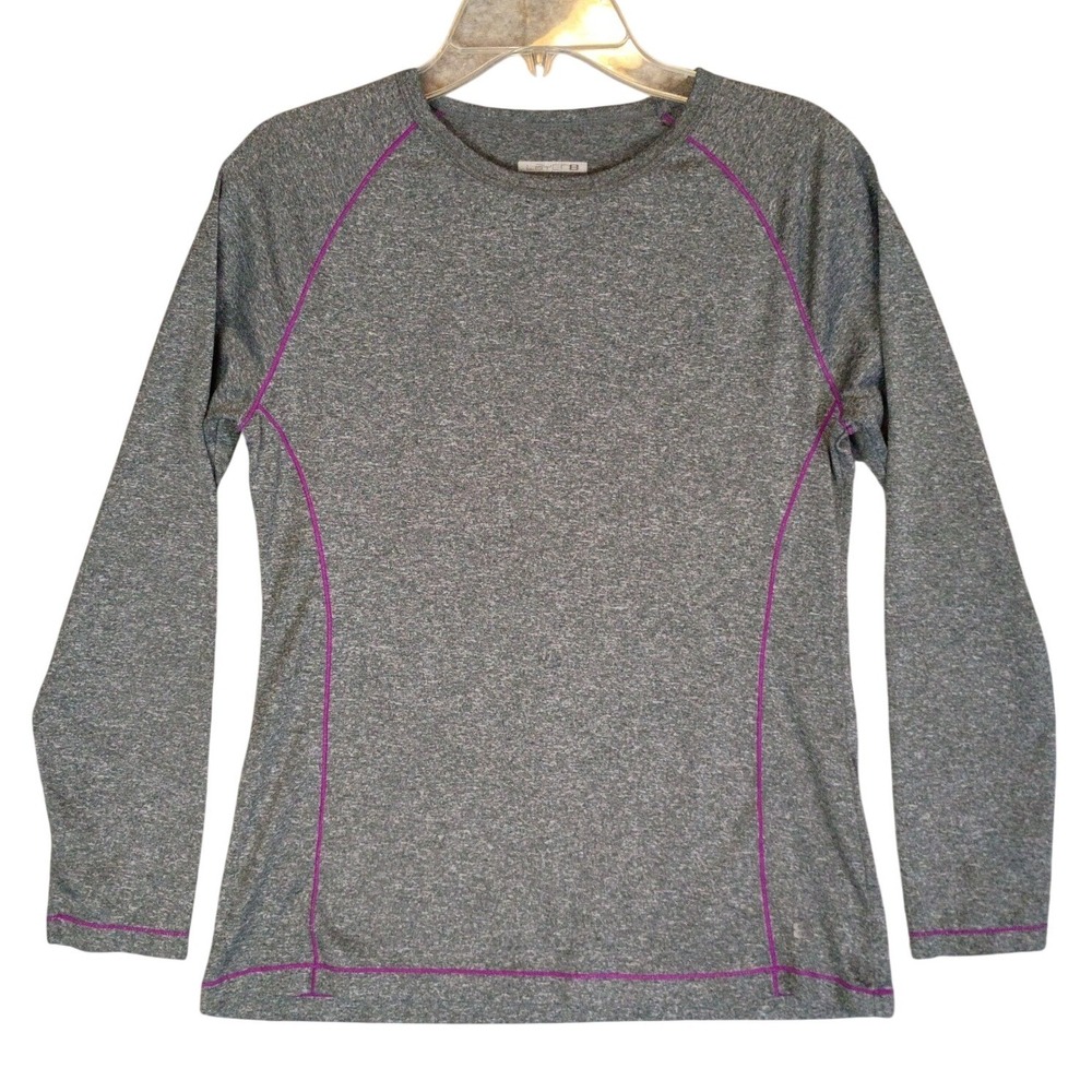 Layer8 Womens Small Performance Qwick Dry Long Sleeve Activewear Shirt Gray
